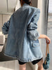 XFPV Solid Double Breasted Denim Blazers Korea 2023 Autumn  Personality Slim Blazer Coat Women