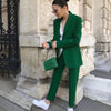 XIKOM 2022 Summer Women Green Vintage Office Lady Jacket Female V-Neck Slim Single Breasted Coat Ladies Thin Blazer