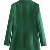 XIKOM 2022 Summer Women Green Vintage Office Lady Jacket Female V-Neck Slim Single Breasted Coat Ladies Thin Blazer