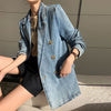 XITAO Solid Double Breasted Denim Blazers Korea 2022 Autumn  Personality Slim Blazer Coat Women WMD2398