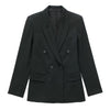 XITIMEAO  Women Double Breasted Buttoned Blazer Coat Vintage Long Sleeve Flap Pockets Female Outerwear Chic Veste Femme