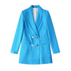 XITIMEAO Women Double Breasted Fitted Blazer Coat Vintage Long Sleeve Flap Pockets Female Outerwear Chic Veste Femme