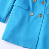 XITIMEAO Women Double Breasted Fitted Blazer Coat Vintage Long Sleeve Flap Pockets Female Outerwear Chic Veste Femme