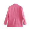 XITIMEAO Women Double Breasted Loose Blazer Coat Vintage Long Sleeve Flap Pockets Female Outerwear Chic Veste Femme