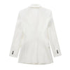 XITIMEAO Women Double Breasted White Blazer Coat Vintage Long Sleeve Flap Pockets Female Outerwear Chic Veste Femme