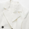 XITIMEAO Women Double Breasted White Blazer Coat Vintage Long Sleeve Flap Pockets Female Outerwear Chic Veste Femme