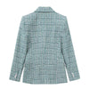 XITIMEAO Women Tweed Double Breasted Blazer Coat Vintage Long Sleeve Flap Pockets Female Outerwear Chic Veste Femme