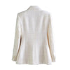 XITIMEAO Women Tweed Double Breasted Blazer Coat Vintage Long Sleeve Flap Pockets Female Outerwear Chic Veste Femme