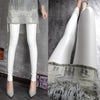 XL 2XL 3XL Spring Plus Size White Leggings Pants Women Sequined Striped Skinny Leggings Fashion Solid Stretchy