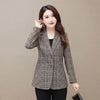 XL-5XL Spring Women's Jacket Plaid Long Sleeve Blazer Women Clothes Elegant Ladies Business Office Suit Outerwear