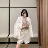 XNWMNZ Women 2023 white blazer for women blazer double breasted jackets ladies formal suit jackets back vent hem