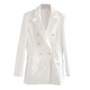 XNWMNZ Women 2023 white blazer for women blazer double breasted jackets ladies formal suit jackets back vent hem