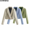 XNWMNZ Za 2022 2 Pieces Sets Women Office Cropped Blazers Jackets And High Wasit Mini Skirts Side Split Fork Women Sets
