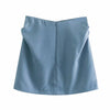 XNWMNZ za Vintage Sexy One Button Short Women Blazer female High Waist Ruched Mini Skirt Long Sleeve Suits 2 Pieces Set