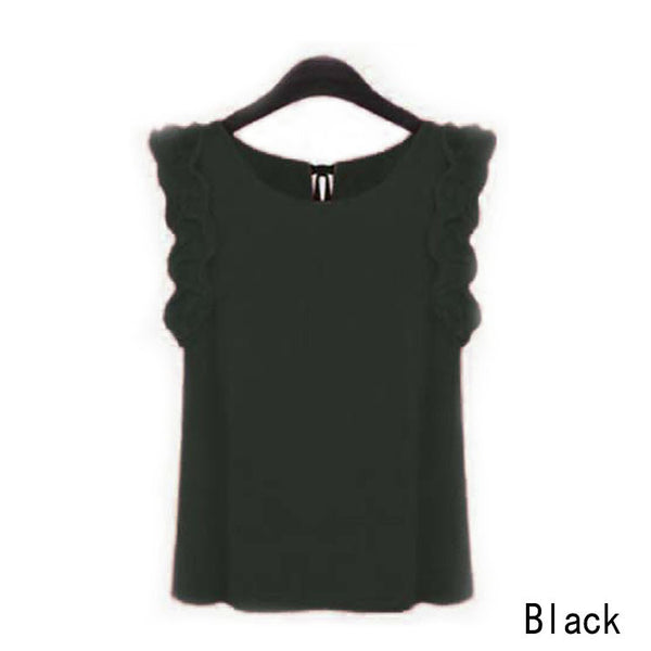 Women's Blouse Summer Fashion Lotus Leaf O-Neck Casual Shirt Ladies Bow Chiffon Blouses Tops S-XL White Yellow Black