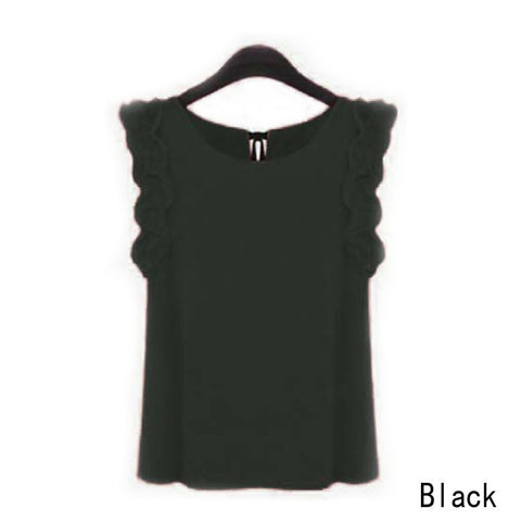 Women's Blouse Summer Fashion Lotus Leaf O-Neck Casual Shirt Ladies Bow Chiffon Blouses Tops S-XL White Yellow Black