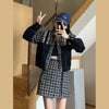 Xiaoxiangfeng suit female 2023 early autumn retro trend fried street stitching jacket skirt two-piece set