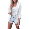 Xingqing Women Blazer Formal Blazers Lady Long Sleeve Coat Office Work Suit Jackets Coat Slim Solud Color Tops with Buttons