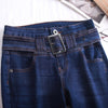 Xisteps 2022 Autumn Winter Mid Waist Jeans Women Vintage Skinny Jeans Female Stretch Trousers Women Denim Pants With Belt