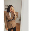 Xitimeao  Women 2023 Office Wear Double Breasted Blazers Coat Vintage Long Sleeve Pockets Female Outerwear Chic Tops
