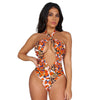 Y2K 2023 For Summer Women's Bikini Sets Wimsuit Leopard Print Up V-Neck Halter Swimwear Sexy Bandage 1 Pieces Set