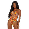 Y2K 2023 For Summer Women's Bikini Sets Wimsuit Leopard Print Up V-Neck Halter Swimwear Sexy Bandage 1 Pieces Set