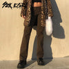 Y2K EGIRL Indie Low Waist Flare Pants 90s Aesthetics Brown Denim Y2K Jeans Vintage Streetwear Retro Outfits Skater Pants