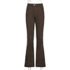 Y2K EGIRL Indie Low Waist Flare Pants 90s Aesthetics Brown Denim Y2K Jeans Vintage Streetwear Retro Outfits Skater Pants