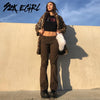 Y2K EGIRL Indie Low Waist Flare Pants 90s Aesthetics Brown Denim Y2K Jeans Vintage Streetwear Retro Outfits Skater Pants