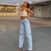 Y2K Egirl Zebra Print Straight Pants Women Skinny Long Trousers Streetwear Casual straight-Leg Office Pant Baggy Jeans