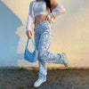 Y2K Egirl Zebra Print Straight Pants Women Skinny Long Trousers Streetwear Casual straight-Leg Office Pant Baggy Jeans