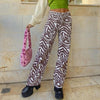 Y2K Egirl Zebra Print Straight Pants Women Skinny Long Trousers Streetwear Casual straight-Leg Office Pant Baggy Jeans