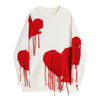 Y2K Harajuku Women Knitted Sweater 90s Autumn Winter Hip Hop Streetwear Heart Tassel Pullover Sweater Gothic Loose Knitwear Tops