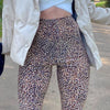 Y2K Leopard Pattern Flare Pants E-girl Vintage Slim Trousers Print High Waist Long Pants Women Double Layer Mesh Sweatpants