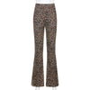 Y2K Leopard Pattern Flare Pants E-girl Vintage Slim Trousers Print High Waist Long Pants Women Double Layer Mesh Sweatpants