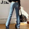 Y2K Low Waisted Jeans Retro Grunge Chic Cute Academic Straight Denim Trousers Aesthetic 2000S Vintage Slim Flare Pants