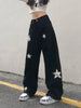 Y2K Retro Emo Black Cargo Jeans Women Streetwear Star Print Gothic Punk Vintage Kpop Wide Leg Denim Pants Female Autumn Trousers