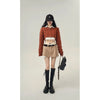 Y2k Crop Short Knitting Set Sweater Women's Lazy Loose Outer Wear Retro Short Knitted Sweater Top Two-piece Brown Grey Pullovers
