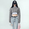 Y2k Crop Short Knitting Set Sweater Women's Lazy Loose Outer Wear Retro Short Knitted Sweater Top Two-piece Brown Grey Pullovers