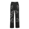 Y2k Floral Jeans Women High Waist Straight Pants 90s Casual Wide Leg Trousers Streetwear Korean Cyber 2000s Print Flower Pants