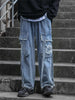 Y2k Jeans Men Grunge Emo Harajuku Streetwear Oversize Pockets Hip Hop Loose Cargo Denim Pants With Bandage Wide Leg Trousers