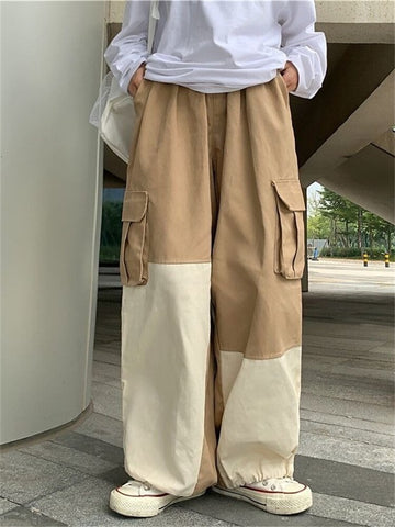 Y2k Patchwork Loose Cargo Pants Women 2023 Korean Baggy Pant Female Harajuku Vintage Street Style Wide Leg Trousers