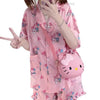 Y2k Sheining Traf Za Woman 2023 Pajamas Set Hello Kuromied Kittyed Cinnamorolled Melodyed Pyjamas Summer Suit Shirts Shorts