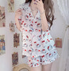 Y2k Sheining Traf Za Woman 2023 Pajamas Set Hello Kuromied Kittyed Cinnamorolled Melodyed Pyjamas Summer Suit Shirts Shorts