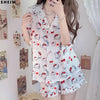 Y2k Sheining Traf Za Woman 2023 Pajamas Set Hello Kuromied Kittyed Cinnamorolled Melodyed Pyjamas Summer Suit Shirts Shorts