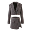 YAMY Vintage England Womens Cropped Suit Blazers Long Sleeve Pin Closure Short Jacket Coat Autumn Winter Office Lady Outerwear
