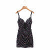 YENKYE Women Floral Print Sling Dress Female Lace Trim Party Night Club Sexy Dress Summer Bodycon Mini Draped Vestido