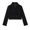 YENKYE  Women Double Breasted Pink Crop Blazer Coat Vintage Long Sleeve Female Outerwear Chic Tops