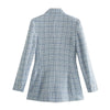 YENKYE Women 2022 Vintage Tweed Double Breasted Blazer Mujer Notched Collar Office Ladies Chic Suit Jacket Winter Coat