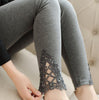Autumn Leggins Fashion Women Leggings Triangle Lace Hollow Out Legging High Elastic Woman Cotton Skinny Slim Trousers